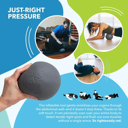 Vista 4 de RAD Centro - Bola de masaje de tejido profundo de yoga suave - Bola de liberación miofascial para masaje abdominal, psoas, cuello y estómago - Punto