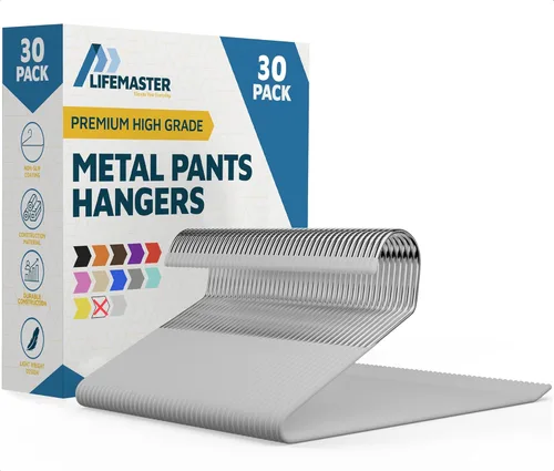 Vista 12 de Lifemaster Juego de perchas para pantalones de metal - 20 piezas Elegante juego de perchas para guardarropa con ahorro de espacio y antideslizantes