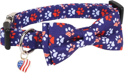Vista 4 de ADOGGYGO Collar de perro floral con lazo, hebilla de metal, collar ajustable con lazo floral de rosa roja para perros extra pequeños (XS)