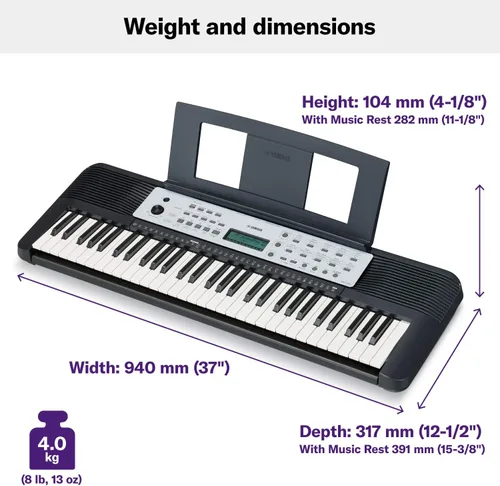 Vista 5 de Yamaha YPT270 Teclado portátil de 61 teclas con adaptador de corriente (exclusivo de Amazon), negro