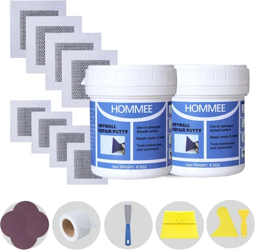 Vista 7 de Kit de reparación de paneles de yeso, kit de parche de agujero de paneles de yeso, pasta de spackle para pared 9.8OZ para arreglar agujeros