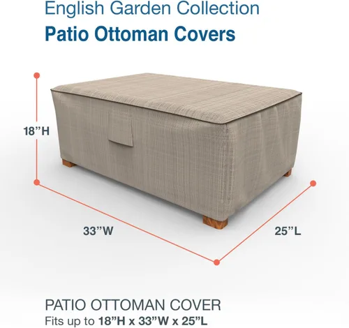 Vista 2 de Budge P4W01PM1 - Funda otomana para jardín inglés, resistente e impermeable, 18 pulgadas de alto x 33 pulgadas de ancho x 25 pulgadas de largo