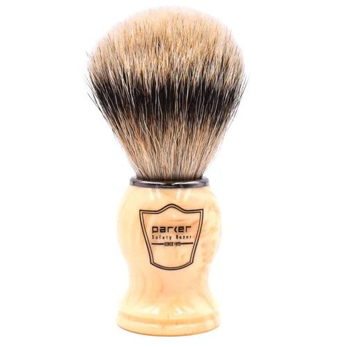 Vista 8 de Parker Safety Razor 's 100% Silvertip - Brocha de afeitar de cerdas de tejón – Soporte para cepillo incluido (mango negro)