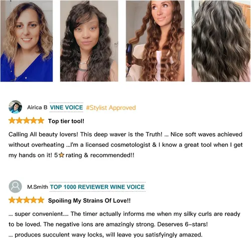 Vista 6 de MIRACOMB Hierro ondulado profundo de titanio, tecnología iónica, ajustes de calor digitales, apagado automático, doble voltaje