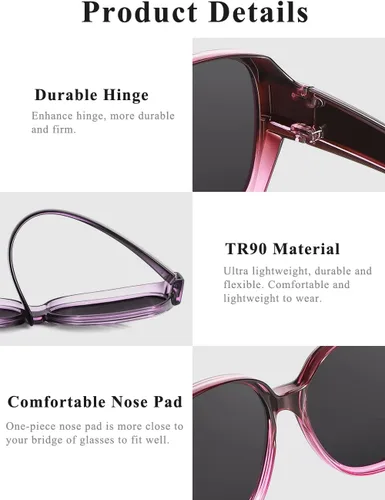 Vista 5 de Gafas de sol polarizadas que se ajustan sobre las gafas sobre los anteojos, gafas de sol redondas de moda ojo de gato y HD envolventes