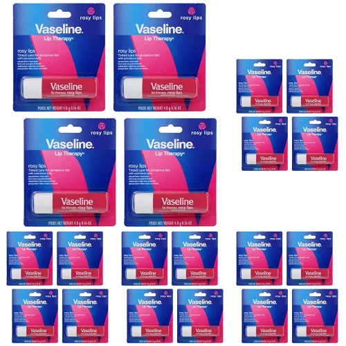 Vista 14 de Vaseline Lip Therapy Care Rosy, Nutrición de Acción Rápida, Ideal para Labios Agrietados, Secos, Agrietados o Dañados, Bálsamo Labial, Pack de 3