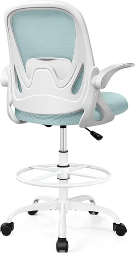 Vista 15 de Primy Silla de dibujo alta de oficina con reposabrazos abatibles, silla de escritorio ergonómica ejecutiva para computadora con soporte lumbar