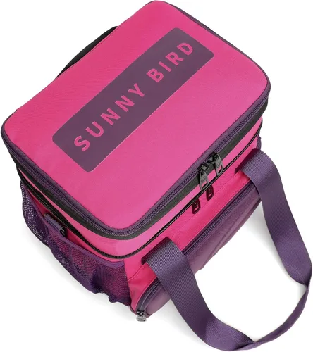 Vista 5 de SUNNY BIRD Lonchera con doble compartimento, lonchera aislada de 13 L para adultos para el trabajo (morado)