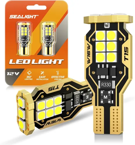 Vista 17 de SEALIGHT 194 - Bombilla LED de 6000 K, color blanco, para placa de matrícula, cúpula, T10 168 2825 W5W 3030, chips brillantes en cuña para bombilla