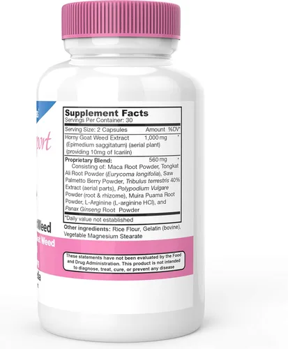 Vista 2 de DrFormulas Soporte de libido para mujeres con extracto de maleza de cabra cachonda con maca, epimedium e icariina, (anteriormente lubedia), 60