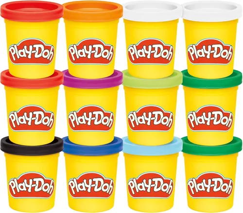 Play-Doh Jewel Colors - Paquete de 12 latas de 4 onzas a granel, rellenos para calcetines navideños, premios y recuerdos de fiesta, manualidades y