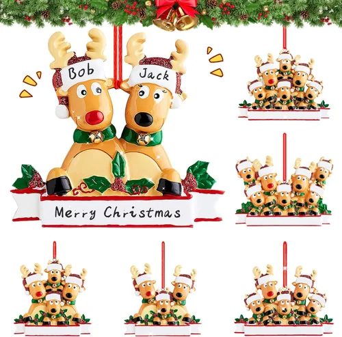 Adornos de Navidad de renos personalizados 2025, adornos de ciervo y alce navideños DIY para árbol de Navidad, adornos colgantes personalizados con
