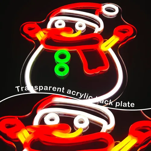 Vista 7 de Letrero de Neón de Muñeco de Nieve Navideño Regulable Letreros de Neón Navideños para Decoración de Pared Letreros de Neón LED Letrero Luminoso