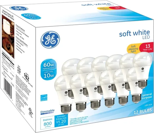 Vista 6 de GE Bombillas LED A19 de uso general equivalente a 60 W (12 unidades)