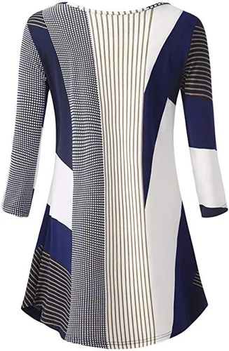 Vista 2 de Blusa con estampado floral para mujer, camiseta de manga corta 34, talla grande, cuello redondo, túnica