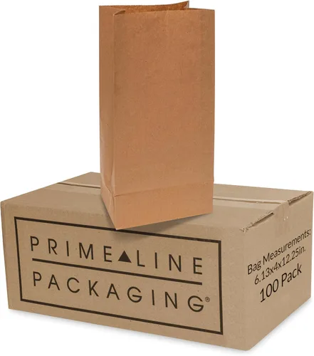 Vista 13 de Bolsas de papel Kraft desechables de Prime Line Packaging, bolsas para lonchera extra grandes para llevar golosinas, comestibles, uso en panadería