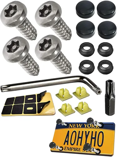 Juego de 4 tornillos antirrobo para placa de matrícula, pernos SS inoxidables, cabeza Torx universal, de seguridad, resistente a manipulaciones,