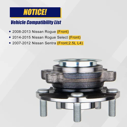 Vista 6 de KUSATEC 2 unidades 513298 Conjunto de cubo de rodamiento de rueda delantera para Nissan Rogue 2008-2013 2014-2015 Nissan Rogue Select 2007-2012