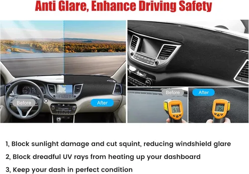 Vista 5 de Hex Autoparts Alfombrilla de repuesto para salpicadero para Nissan Altima 2007 2008 2009 2010 2011 2012 (negro)