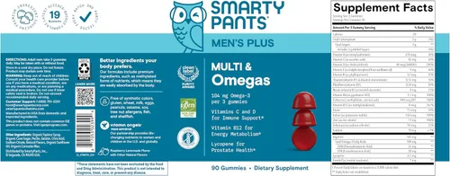 Vista 13 de SmartyPants Gomitas multivitamínicas para hombres - Fórmula mejorada: Omega 3 (DHA/EPA), metilfolato, vitamina D3, C, vitamina B12, B6, vitamina A