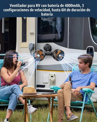 Vista 2 de Ventilador con batería recargable de 4000 mAh para la pared del Naranja