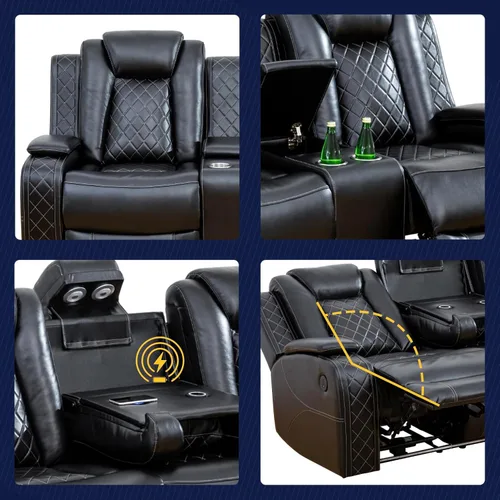 Vista 3 de Umeji Power - Juego de sala de estar reclinable con LED para sala de estar, dormitorio, casa de invitados, sala de juegos, Airbnb, apartamento