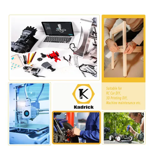 Vista 6 de Kadrick - Juego de 180 tornillos de cabeza de botón M5 métricos de acero inoxidable 304, tornillos hexagonales de rosca completa M5x8mm, 12mm, 16mm