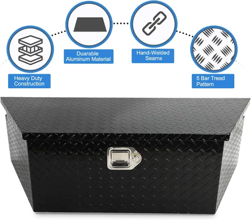 Vista 3 de EASYBERG Caja de herramientas de lengua de remolque resistente de 39 pulgadas, caja de herramientas de aluminio de 0.059 pulgadas de grosor