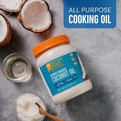 Vista 3 de Aceite de coco orgánico refinado de BetterBody Foods, 56 onzas líquidas, aceite multiusos para cocinar, hornear, cuidado del cabello y la piel