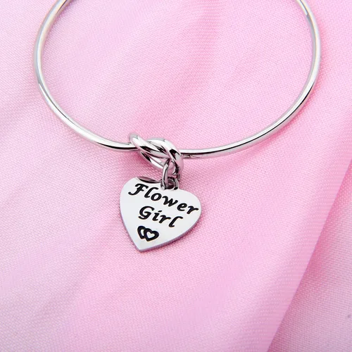 Vista 3 de SEIRAA - Pulsera para niña de flores con nudo de amor, joyería de boda, regalo para Flowergirl