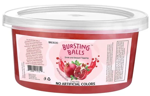 Vista 18 de BREXONIC Popping Boba Pearls - Bolas de té explosivas, bebida y cobertura de postres fresa, mango, arándano, fruta de la pasión, sabor a té