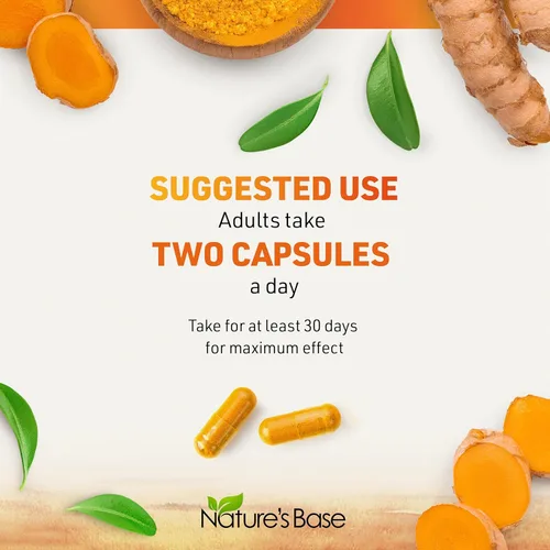 Vista 6 de Nature's Base Turmeric and Ginger Supplement - with Curcumin, Apple Cider Vinegar & BioPerine Black Pepper Extract - 95% Curcuminoids - 60 Capsules