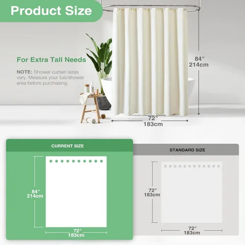 Vista 563 de Cortina de ducha de tela Dynamene verde oscuro - Cortinas de baño de tela de nido de abeja texturizadas resistentes, juego de cortinas de baño