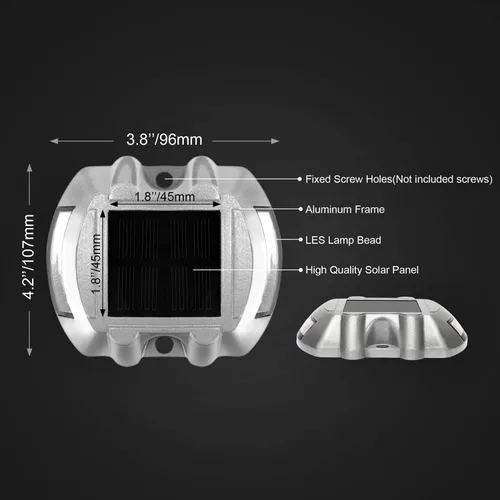 Vista 7 de JIGUOOR Luces solares para cubierta LED, luces de entrada, luz solar, luz de muelle para exteriores, IP68, impermeables, marcadores de carretera Rojo