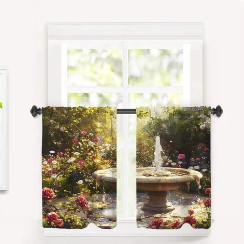 Vista 13 de Maritime Ocean Cafe Curtains,Anchors Nautical Art Blackout Tier Curtain Multilayer Polyester Short Kitchen Drapes 2 Pack 26X24 Inches