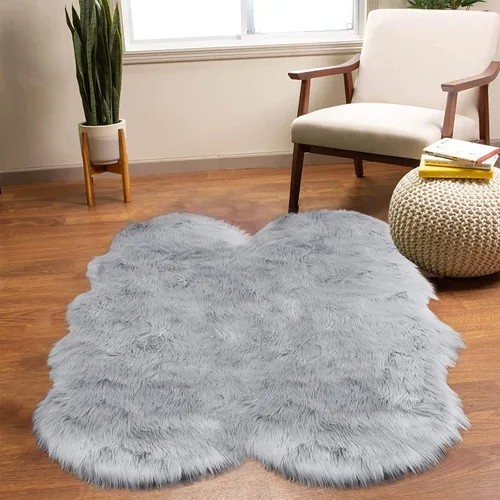 Vista 26 de Latepis - Alfombra rectangular de piel sintética tipo lana de oveja suave y esponjosa de estilo bohemio para sala de estar, dormitorio y residencias