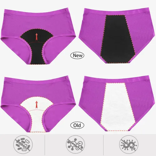 Vista 4 de WBEAUTALLOVE Bragas de Periodo para Mujer con Malla de Alta Cintura, Ropa Interior Menstrual a Prueba de Fugas, Bragas Protectoras