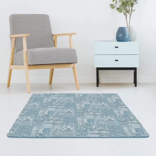 Vista 2 de FloorPops Azulejos de suelo azules entrelazados Mercado, FP3597