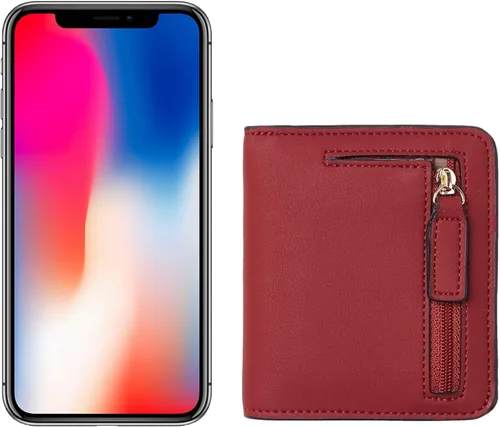 Vista 6 de Toughergun Billetera plegable de cuero genuino para mujer, pequeña y compacta, con bloqueo RFID y ventana de identificación