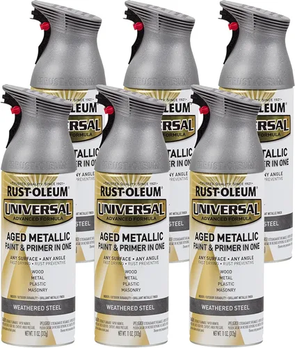 Vista 45 de Rust-Oleum 267298-6PK Pintura en aerosol martillada universal para todas las superficies, 12 onzas, blanco, paquete de 6