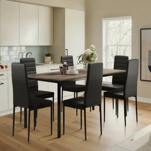 Vista 17 de Gizoon Mesa de Cocina para 2, Juego de Mesa y Sillas de 2, Juego de Mesa de Cena de 3 Piezas con 2 Sillas Tapizadas de PU para Comedor, Sala de Negro