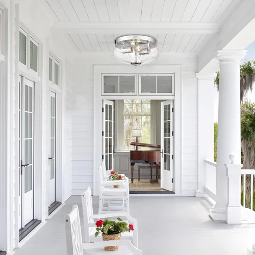 Vista 5 de Lámparas de techo Darkaway de montaje empotrado para interior y exterior con pantalla de vidrio semillado para pasillo, cocina, dormitorio, porche