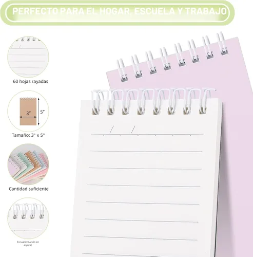 Vista 6 de Ddaowanx Cuadernos pequeños, bloc de notas en espiral de bolsillo de 3 x 5 pulgadas con páginas rayadas, el pequeño cuaderno perfecto