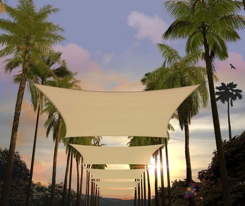 Amgo Parasol cuadrado rectangular beige de 6 x 6 pies, UPF50+ AGTAPR1620, orden de hacer toldo, 95% de bloqueo UV, permeable al agua y al aire,