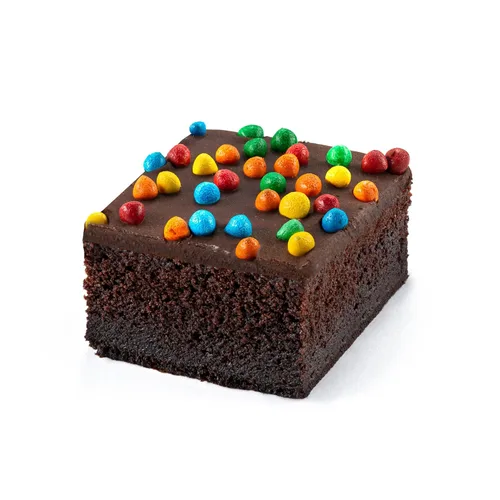 Vista 7 de Brownies Cesta de regalo Brownies de chocolate envueltos individualmente [9 unidades] cubiertos con chips de caramelo arcoíris Snacks