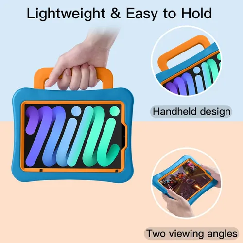 Vista 83 de Funda para Niños para iPad mini 7 (A17 Pro) 2024/iPad Mini6 2021, Peso Ligero Resistente/A Prueba de Golpes/A Prueba de Caídas con Asa/Soporte
