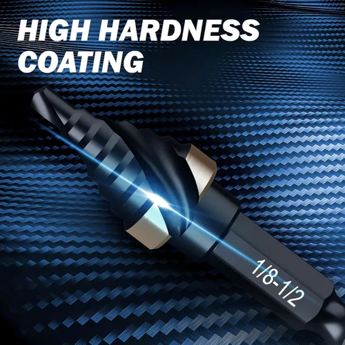 Vista 4 de THINKWORK Broca de Paso de Tamaño Único HSS, Broca de Paso HSS de 1/2", Unibit, Brocas de Paso de Vástago de 1/4" para Metal Suave, Acero, Madera