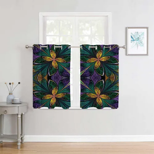 Cortinas fractal con ojales cortos, cortinas para Ventanas de Cuarto de 63 pulgadas de ancho por 80 pulgadas de largo, 2 paneles