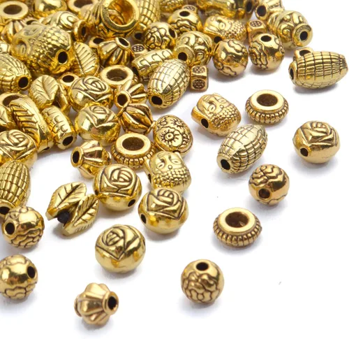 Vista 5 de BronaGrand 3.53 oz (alrededor de 130-180 piezas) de oro antiguo, cuentas pequeñas, espaciadores de abalorios para joyería, pulseras y collares