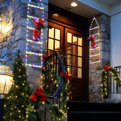 Vista 5 de Toodour Luz LED de Navidad, luces decorativas de escalera de Navidad de 2.5 pies con Papá Noel, luz de decoración de Navidad para interiores